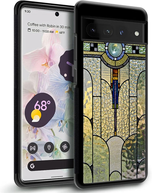 CARLOCA Art Deco Stained Window Pattern Case for Google Pixel 7 Pro, Shockproof Anti-Scratch Design for Girl Boy