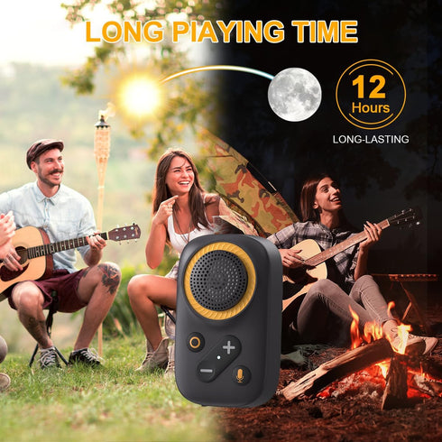 GOTOOLZ 5.4 12Hrs IPX5 Wearable Bluetooth Speaker, Bluetooth Clip On Wireless Speaker with Mic, TWS Function, Playtime
