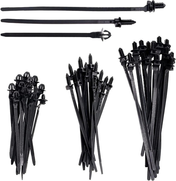 Push Mount Wire Ties, Snap in Zip Tie Automotive Clips Nylon Wire Harness Clips 150pcs
