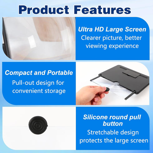 Generic 2026 3D 10 inch Screen Magnifier Version, New Mobile Phone Pull-Out HD Magnifier Projector Screen Expander