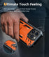 FNTCASE Military Grade Drop Proof Rugged Protective Case for iPhone 15 Pro with Kickstand & Built-in Protector (Orange)