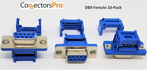 PC Accessories Connectors Pro 10-Pack - 2.54mm DB9 Female IDC Crimp Connector for 1.27mm Flat Ribbon Cable