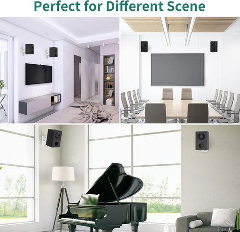 HomeMount Speaker Wall Mount Brackets Kit, Surround Speaker Wall Mounts, Holds up to 8 lbs, 2 Pack, White