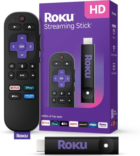 Roku Streaming Stick HD HD Streaming Device for TV with Voice Remote, Free
