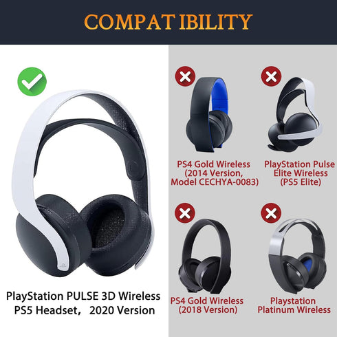 SOULWIT Earpads Cushions Replacement for Sony Playstation 5 Pulse PS5 3D Wireless Headset, Ear Pads Cushions with Noise Isolation Foam (PS5 CG Black Gold)
