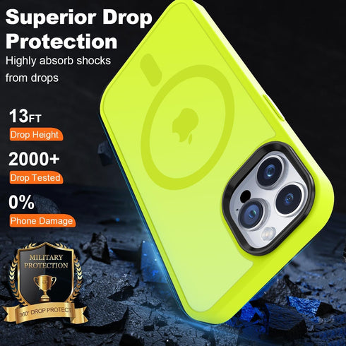 Vooii iPhone 12 Pro Max Case - Slim Translucent Matte, Fluorescent Green, Magsafe Compatible, with Screen & Camera