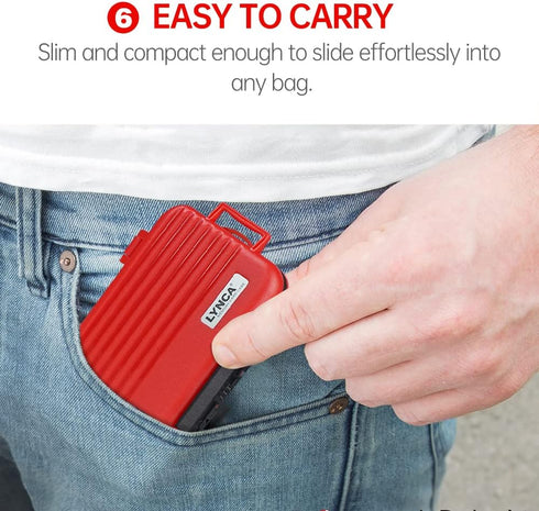 LYNCA Water-Resistant 24 Slots Camera Memory Card Case Holder for 8 SD Cards, 4 CF Cards, 12 Micro SD/TF Cards (Red)