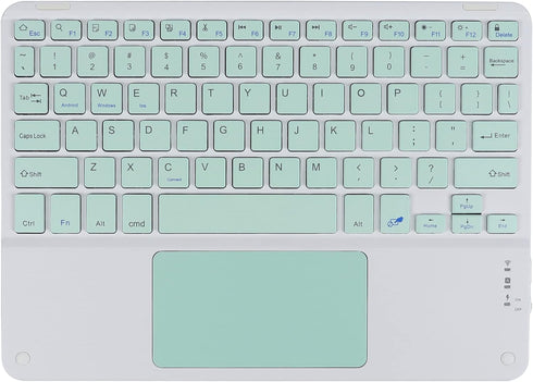 Wireless Bluetooth Keyboard with Touchpad - Ultra Slim Rechargeable Portable 10 Inch for iOS Android Windows (Green)