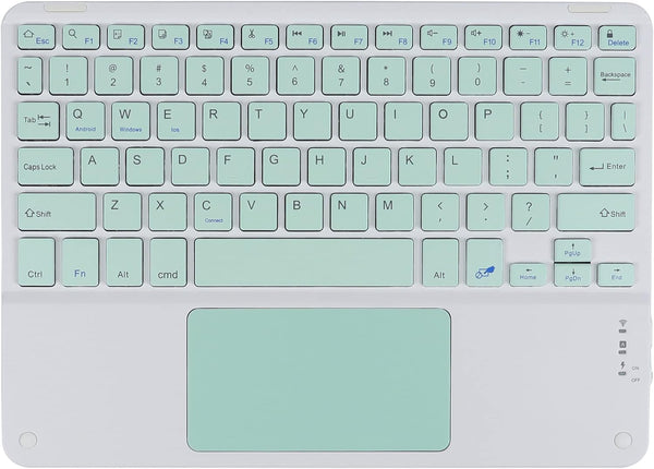 Wireless Bluetooth Keyboard with Touchpad - Ultra Slim Rechargeable Portable 10 Inch for iOS Android Windows (Green)