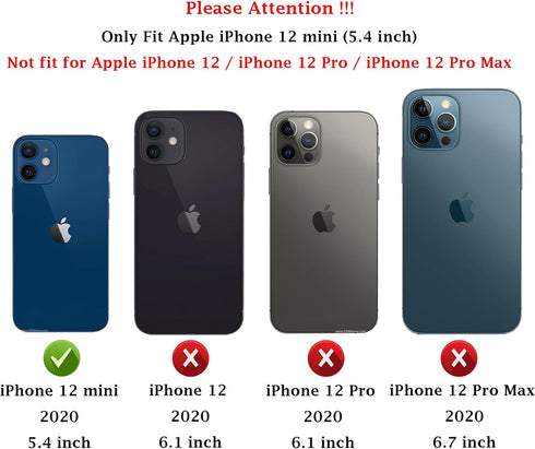 for iPhone 12 Mini Case with Camera Lens Cover Screen Protector, Dual Layer Military Grade Drop Protection Magnetic Ring Holder Kickstand Protective Phone Case for iPhone 12 Mini 5.4 inch (Dark Green)