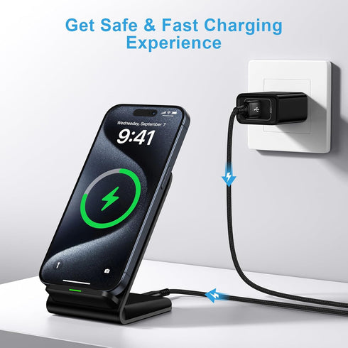 Pixel 9 Wireless Charger, 15W Fast Charging Stand for Google Pixel 9 Pro XL, Android Wireless Phone Charging & QC