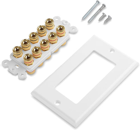 Cable Matters Speaker Wire Wall Plate for 5 Speakers, White