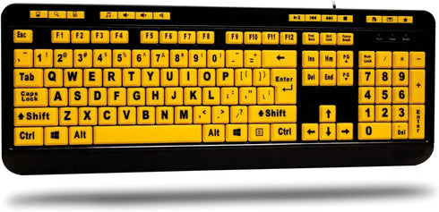 Adesso AKB-132UY - EasyTouch 132 Florescent Yellow Multimedia Desktop Keyboard,Black by Adesso