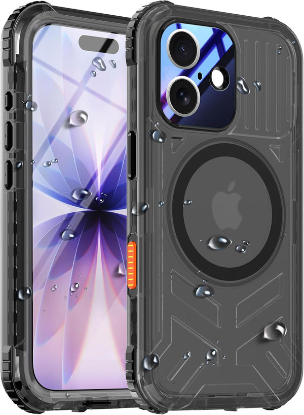 Mangix for iPhone 17 Case, Magnetic Compatible with Magsafe Built-in Screen Protector Full