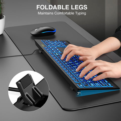 SABLUTE Large Print Backlit Keyboard, Wired USB Lighted Computer Keyboard with 7-Color Backlit for PC, Laptop