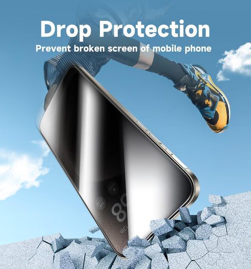 MAGIC JOHN Privacy Glass Screen Protector for iPhone 15 Pro Max 6.7" - 2 Pack, Bubble Free, HD Clear, Easy Install,