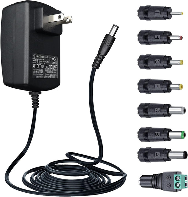 ANLINK UL Listed 12V 3A/3000mA 6ft Power Supply Adapter with 8 Tips, AC