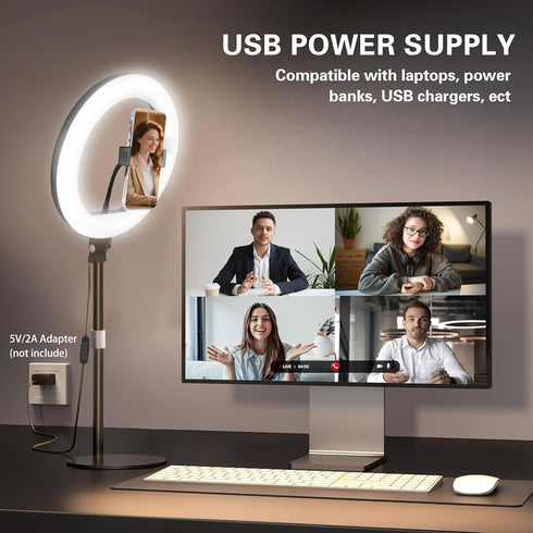 UEGOGO 10 Desk Ring Light with Stand, LED Circle Light with Phone Holder for Computer Laptop Zoom Meetings, Video