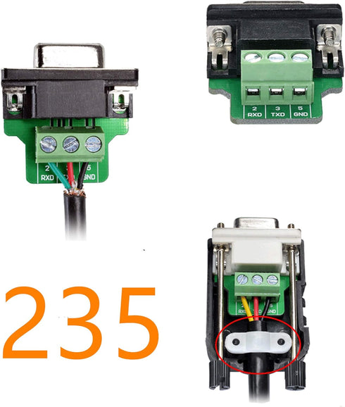 Oiyagai 2 Pcs DB9-G3 9Pins Male Adapter to Screw Connector RS232 Serial to RXD TXD GND Module