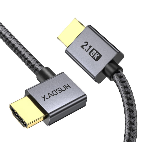XAOSUN Right Angle HDMI 2.1 Cable 6.6FT, 48Gbps Ultra High Speed HDMI