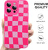 ZIYE Hot Pink Grids Plaid Checkerboard Case for iPhone 14 Pro, Soft TPU Silicone Rubber Protective Cover