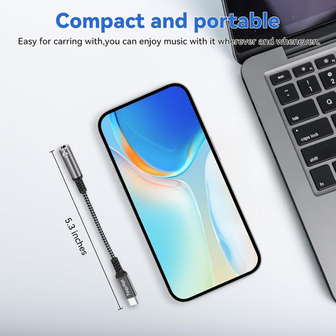 USB Type C to 3.5mm Female Headphone Jack Adapter, (2-Pack) Compatible with iPhone 15/15 Plus/Pro/Pro Max