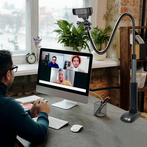 32 Inch Webcam Stand Camera Mount, Upgraded Flexible Gooseneck Desk Webcam Mount for Logitech