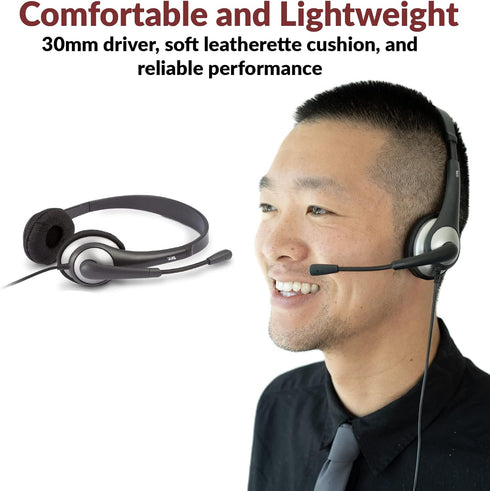 Cyber Acoustics Stereo Headset (AC-204), 3.5mm Stereo & Y-Adapter, Home, K12 School Classroom and Education