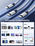 Multi Charging Cable by Aioneus - (3Pack 4FT) Multi USB Charger Cable 3 in 1 Universal Nylon Multiple Charging Cord