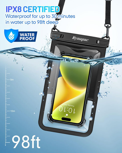 8.5in Waterproof Phone Pouch with Lanyard, IPX8 Cell Phone Dry Bag for iPhone 15/15 Plus/15 Pro/15 Pro Max/13/14/SE