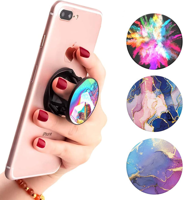 Multi-Function Cell Phone Stand, Colorful Marble Expanding Grip for Smartphones and Tablets (4 Pack)