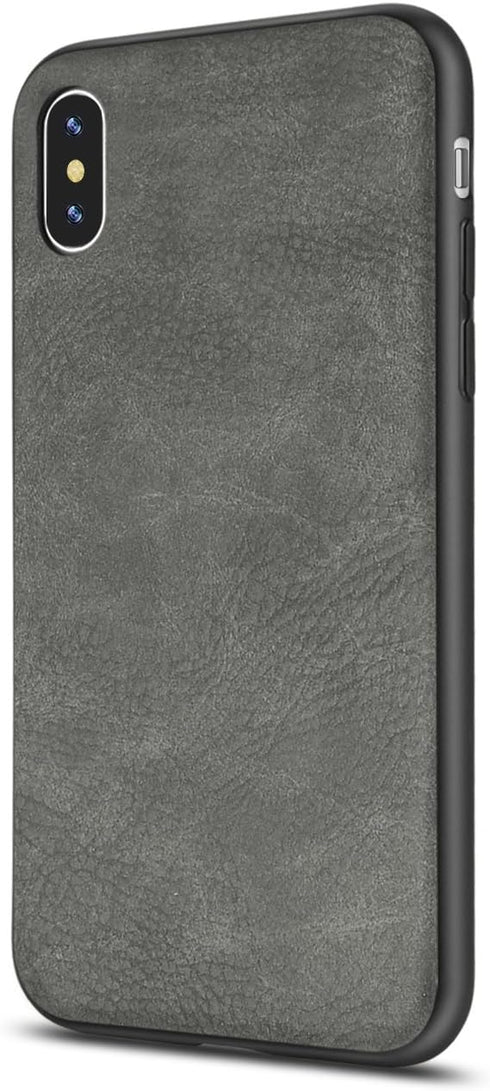 SALAWAT Slim Shock Proof Phone Case for iPhone Xs, Lightweight Premium PU Leather TPU Bumper Protection (Gray)