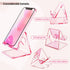 Crpich Acrylic Cell Phone Stand, Portable Clear Pink Phone Holder for Desk, Compatible with iPhone 15/14/13/12/11 Pro