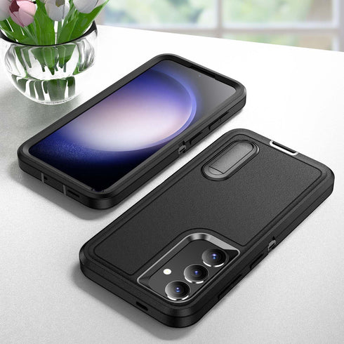Galaxy S24 Plus Case with Kickstand, 3-Layer Military Grade Shockproof Protective Cover for Samsung Galaxy S24+ (Black)