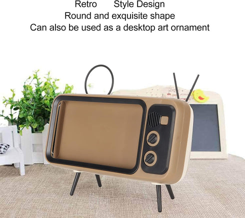 Hztyyier Phone Holder Desk Mobile Phone Bracket TV Phone Holder Retro TV Desktop Mobile Phone Holder Stand Mount