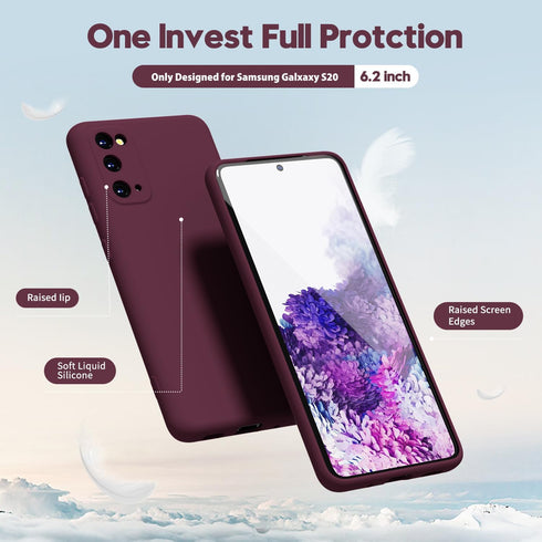 Oakxco for Samsung Galaxy S20 Phone Case, Liquid Silicone Cute Thin Slim Soft Rubber TPU Plain Smooth Gel Cover for