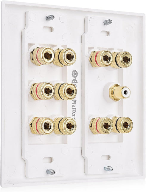 Cable Matters Double Gang 5.1 Speaker Wall Plate (Home Theater Wall Plate, Banana Plug Wall Plate) in White by Cable Matters