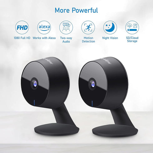 LaView Smart Indoor Security Camera (2 Pack), 1080p HD Baby Monitor with Motion Detection, Two-Way Audio, Night Vision