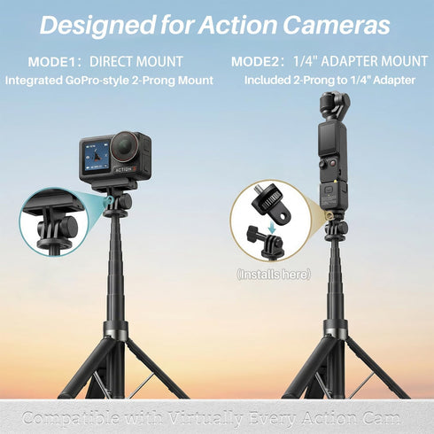 Repmidfer 29'' 3 4, 360 Extendable Selfie Stick Tripod Kit for DJI Osmo Pocket Portable Anti-Drop Tripod Stand w Neck