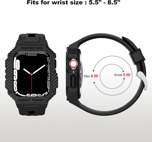 GELISHI Bands for Apple Watch 9/8/7, Rugged Men Sport Band with Protective Case for Apple Watch SE