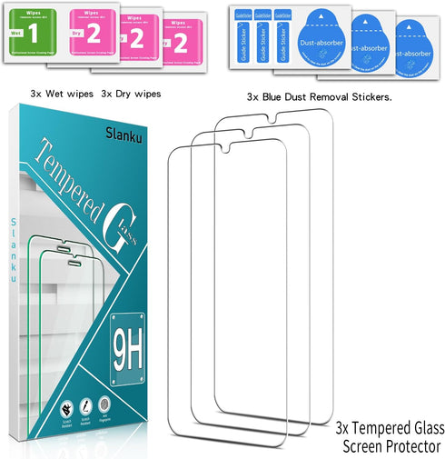 Slanku 3 Pack Tempered Glass Screen Protector for Samsung Galaxy A25 5G - Scratch Resistant, Touch Sensitive, Bubble