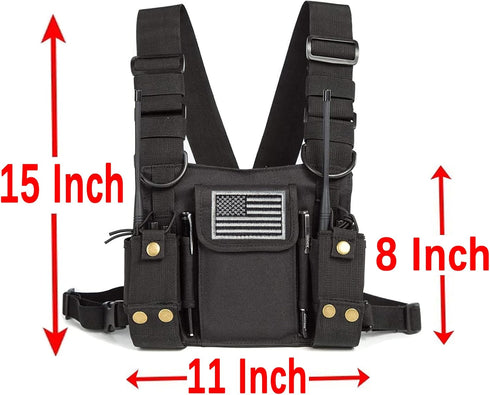 Radio Shoulder Holster Chest Harness Holder Vest Rig | Two Way Radio Chest Front Pack Pouch for Walkie Talkie