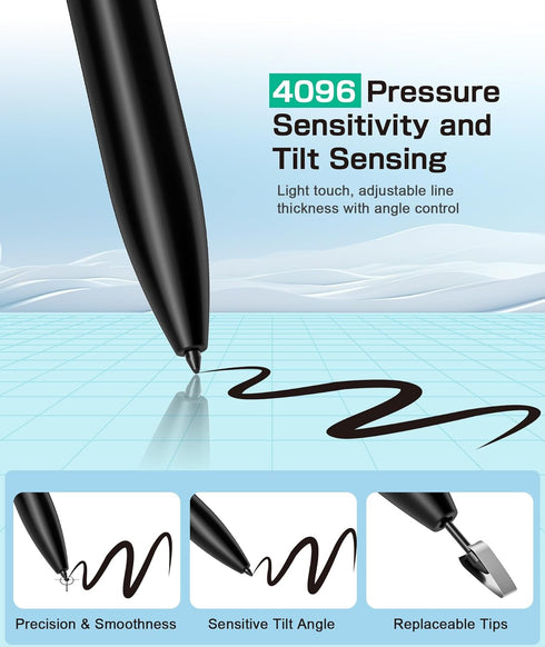 EMR Stylus Compatible with Remarkable 2, Digital Pen with Eraser, 4096 Pressure Levels, Palm Rejection, Tilt Support