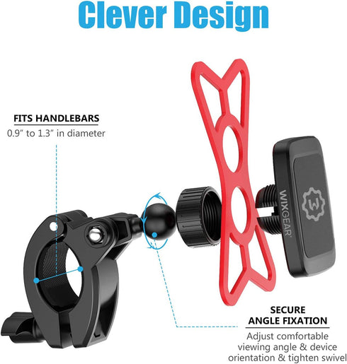 WixGear Universal Magnetic Bicycle & Motorcycle Handlebar Phone Holder with Fast Swift-Snap Technology