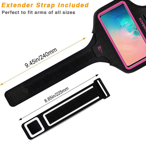 Armband for Samsung Galaxy S25+/S24+/S23+/S22+/S20+/S10+/S9+/S8+, Running Exercise Gym Bag with Key Holder (Pink)