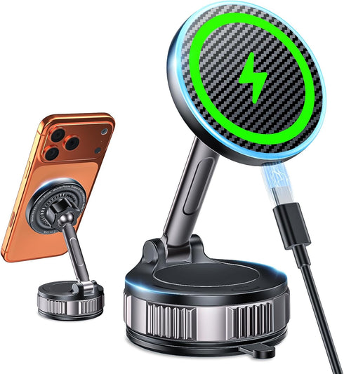 ILOUYU iPhone Car Mount Charger [15W Fast Wireless Charging, 120+ LB Strongest Suction