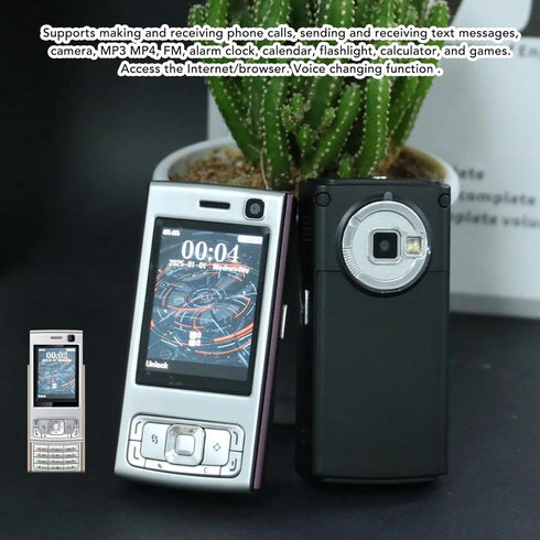 YUEHISY 2G 2.0 Inch MP3 MP4 Unlocked Slider Phone, GSM Mobile Phone with Screen, Dual SIM, Player, FM Radio