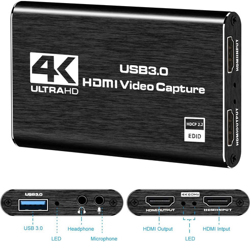 VIXLW 4K PS5,Full 1080P 60FPS 3.0 Switch/3ds/Xbox/PS4 HDMI Capture Card for Streaming,Audio Video Capture Card HD USB