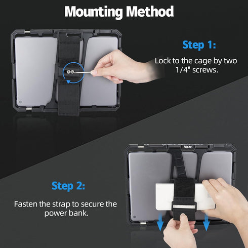 Nitze Power Bank Strap, Holder, Mount with 1/4" Screws for Camera and Monitor Rigs - N22-C1