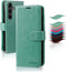 MONASAY Mint Wallet Case for Samsung Galaxy A25 5G, RFID Blocking, Flip Folio Leather, with Glass Screen Protector &